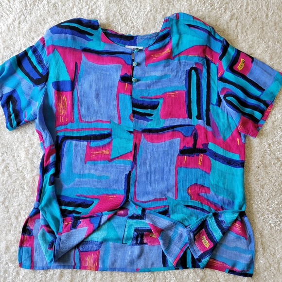 CM Shapes Retro plus size Blouse with shoulder pads size size 2x/3x - Picture 12 of 14